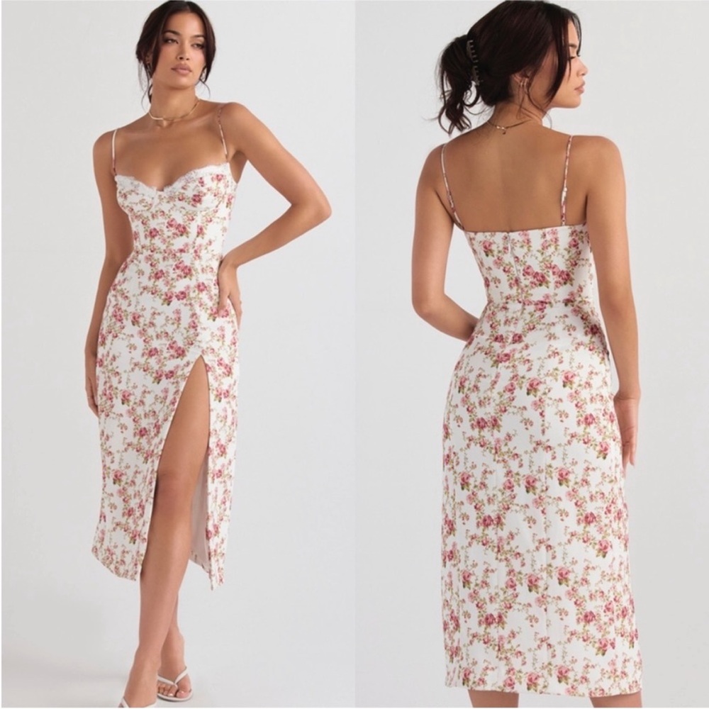 HOUSE OF CB 'Charlotte' Rose Print Corset
Midi Sundress NWT PRICE FIRM